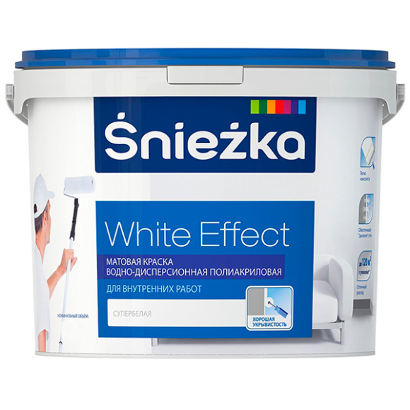 Краска водно-дисперсионная Sniezka White Effect матовая 10 л (белый)