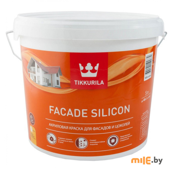 Краска фасадная под колеровку Tikkurila Facade Silicon база VVA глубокоматовая 5 л