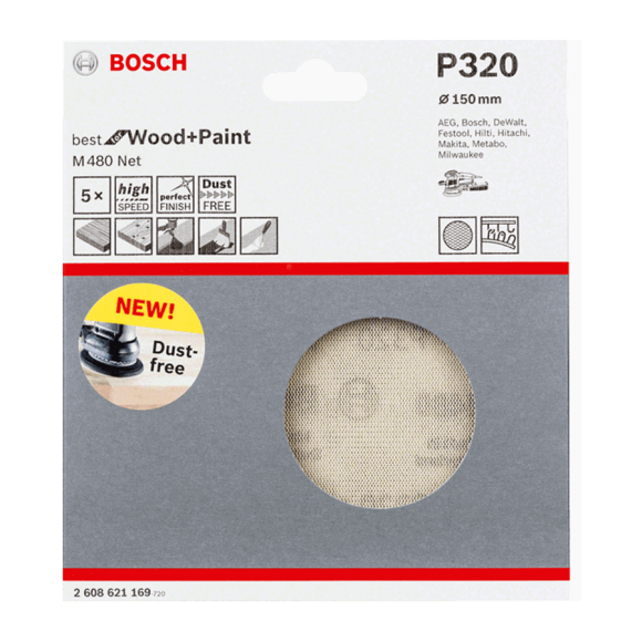 Шлифлист на сетчатой основе Bosch P320 (2.608.621.169) 150 мм