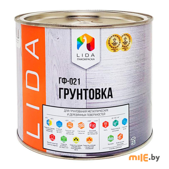 Грунтовка Lida ГФ-021 (светло-серый) 2 кг