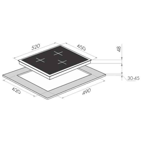 Электрическая панель MAUNFELD MVCE45.3HL.SZ-BK, черное стекло