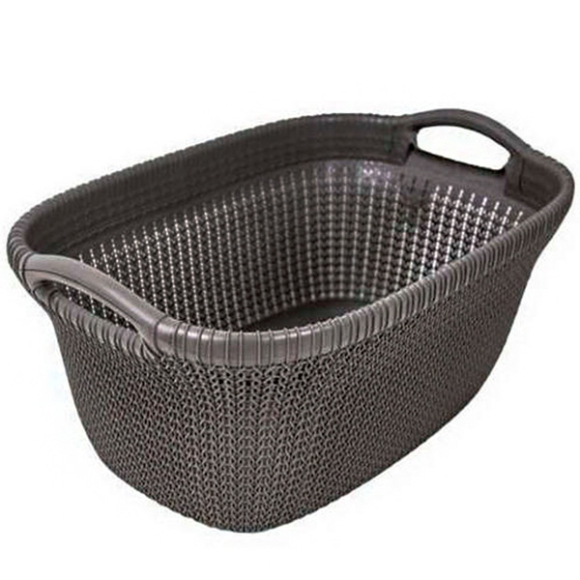 КОРЗИНА ДЛЯ ГЛАЖЕННОГО БЕЛЬЯ KNIT 40L ТЕМНО-КОРИЧНЕВАЯ 228408