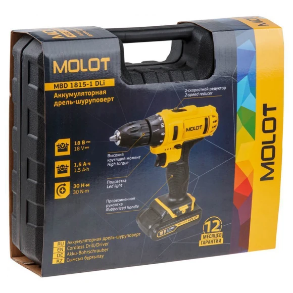 Дрель-шуруповерт Molot MBD 1815-1 DLi (0329136)