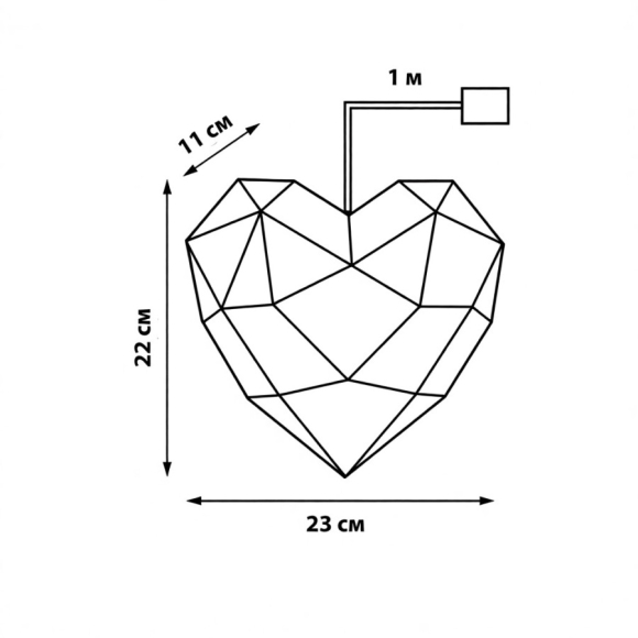 Светильник декоративный Uniel Красное сердце на батарейках 3AA (не в/к). 100 светодиодов. Белый свет. ULD-R511 3АА RED HEART