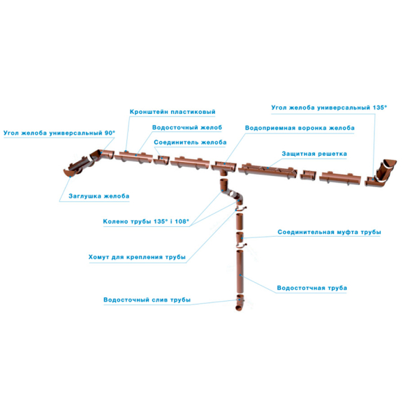 Колено трубы Polivent 135° (коричневый)