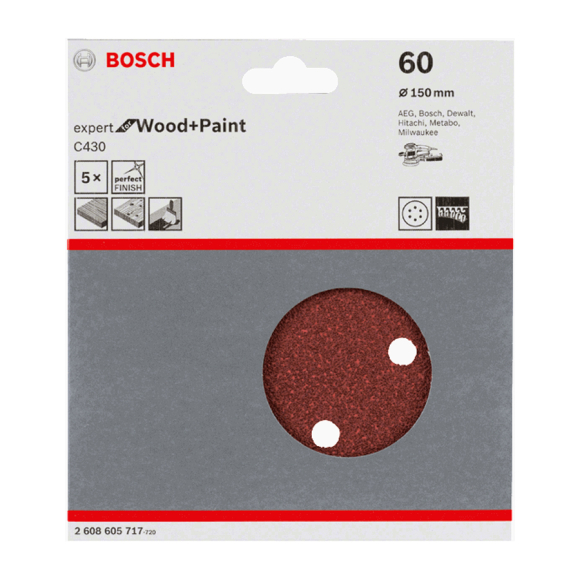 Набор шлифлистов Bosch P60 Expert for Wood+Paint (2.608.605.717) 150 мм