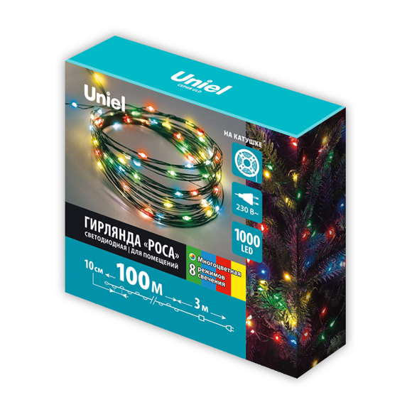 Гирлянда светодиодная Uniel ULD-S10000-1000/DGA Multi IP20 Dew