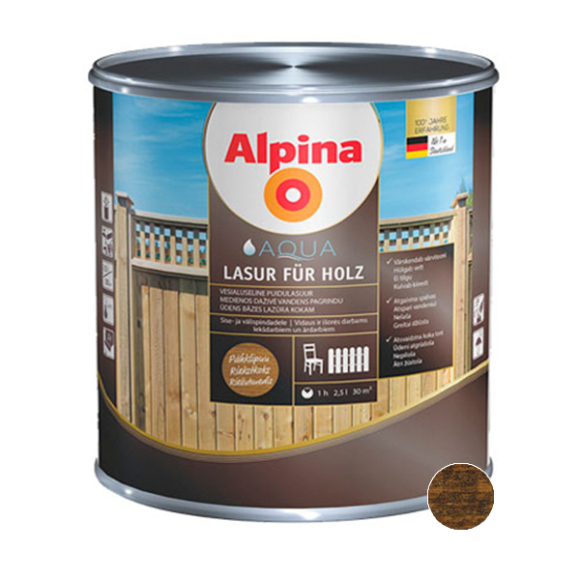 Лазурь акриловая Alpina для дерева (Alpina Aqua Lasur fuer Holz) Натуральный орех 0,75 л / 0,755 кг
