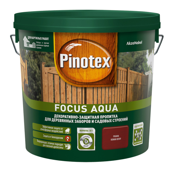 Пропитка для дерева Pinotex Focus Aqua 5 л (рябина)