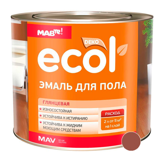 Эмаль Ecol ПФ-266 для пола глянцевая 2 кг (медно-коричневый)