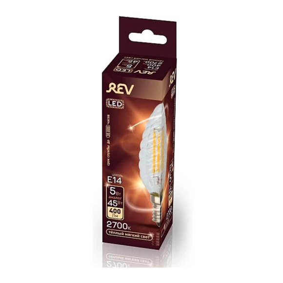 Лампа сд FILAMENT свеча витая TC37 E14 5W 2700K DECO Premium теплый свет 32430 0