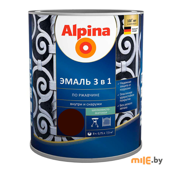 Эмаль Alpina RAL8017 матовая 0,75 л (шоколадный)