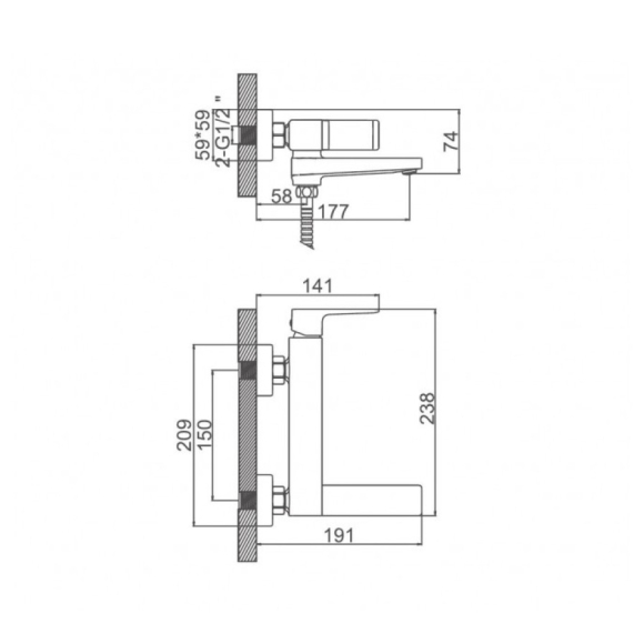 Смеситель для ванны Ledeme L3173W