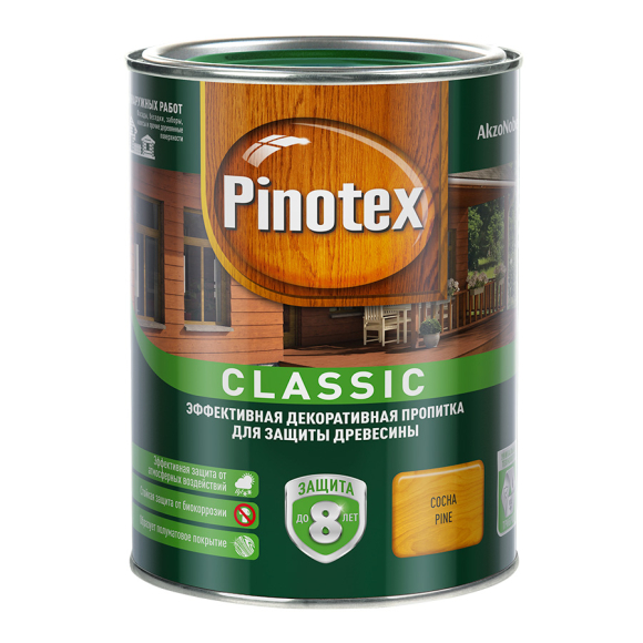 Пропитка для дерева Pinotex Classic полуматовая 1 л (сосна)