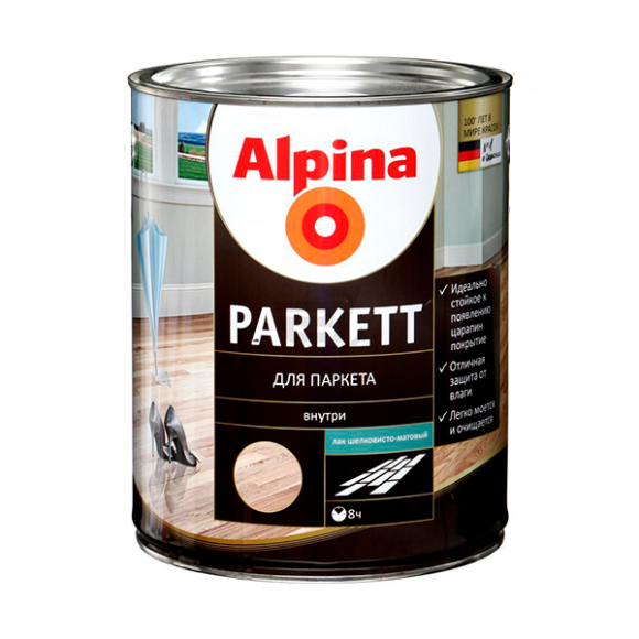 Лак алкидный Alpina Для паркета (Alpina Parkett) глянцевый 2,5 л / 2,275 кг 911023