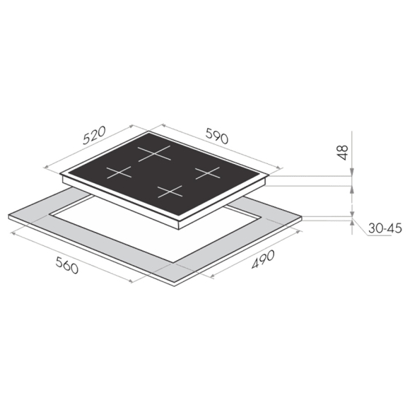 Электрическая панель MAUNFELD MVCE59.4HL.1SM1DZT-BK, черное стекло