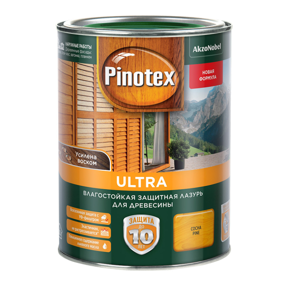 Пропитка для дерева Pinotex Ultra полуглянцевая 1 л (сосна)