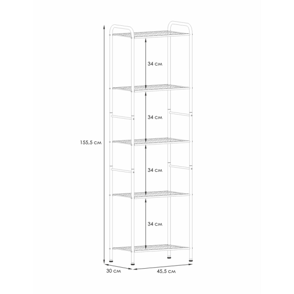 Стеллаж ЗМИ Валенсия 15 чёрный 156x30x46 см