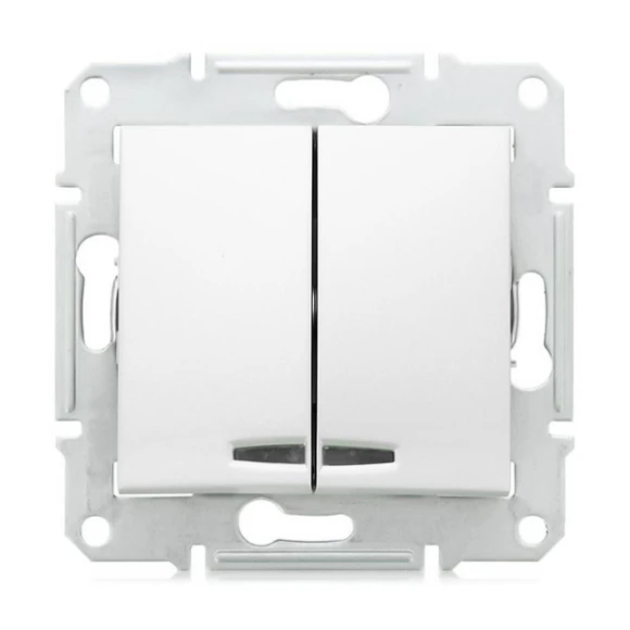 Выключатель Schneider Electric Sedna SDN0300321 2 клавиши с подсветкой белый