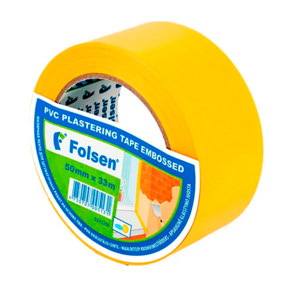 Лента малярная PVC Folsen желтая 50мм x 33м 0243350