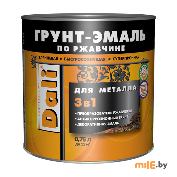Грунт-эмаль по ржавчине Dali 3 в 1 cерый графит (RAL 7024) 0,75 л