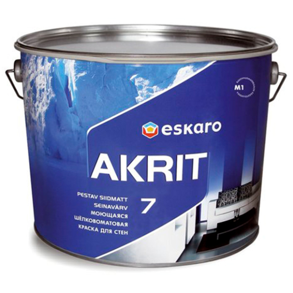 Краска моющаяся шелково-матовая для стен Eskaro Akrit 7 9,5