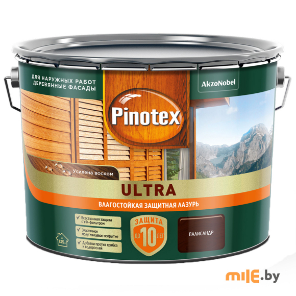 Влагостойкая лазурь Pinotex Ultra (5803409) палисандр 9 л