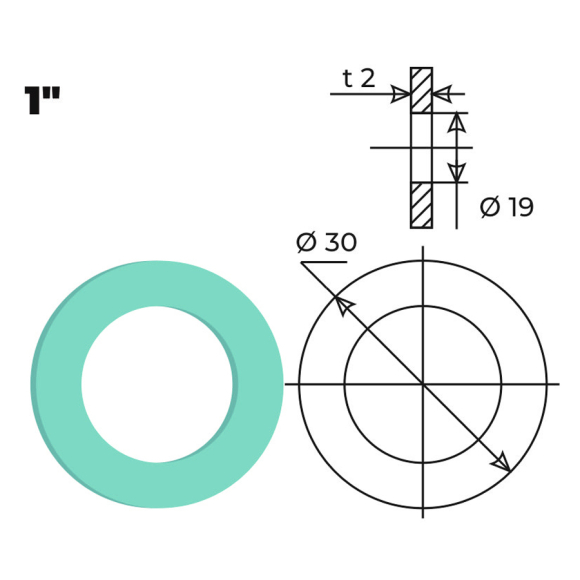 Прокладка паронитовая безасбестовая MPF 1 1/4" MasterProf ИС.131549 (2 шт.)