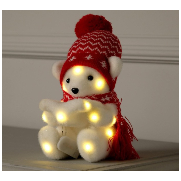 Фигура световая Luazon Lighting Медведь в красной шапочке и шарфе 484396