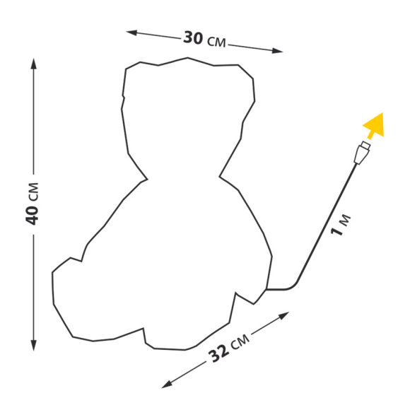 Светильник декоративный Uniel Мишка с USB проводом. 80 светодиодов. RGB свет ULD-R504 USB/RGB BEAR