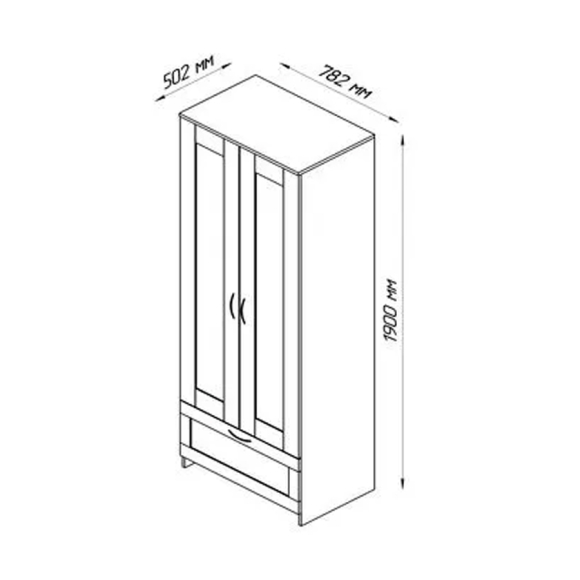 Шкаф комбинированный Сириус 2 двери и 1 ящик 2.02.01.020.3 (дуб сонома)