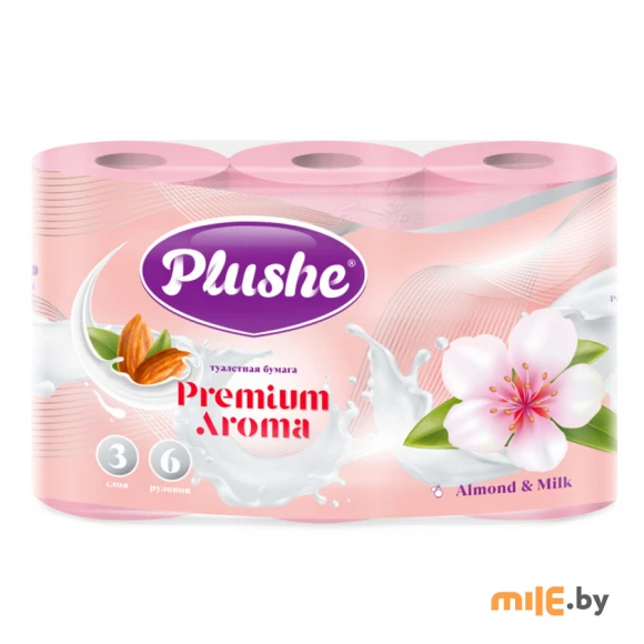 Туалетная Бумага Plushe Premium Aroma Almond & Milk (6 шт.)