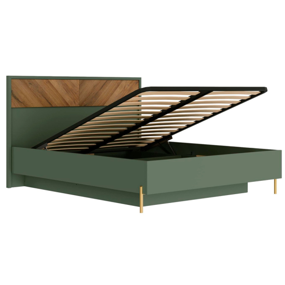 Кровать BRW SIENA LOZ160х200 с п/м., дым. зел./дуб вотан, 014