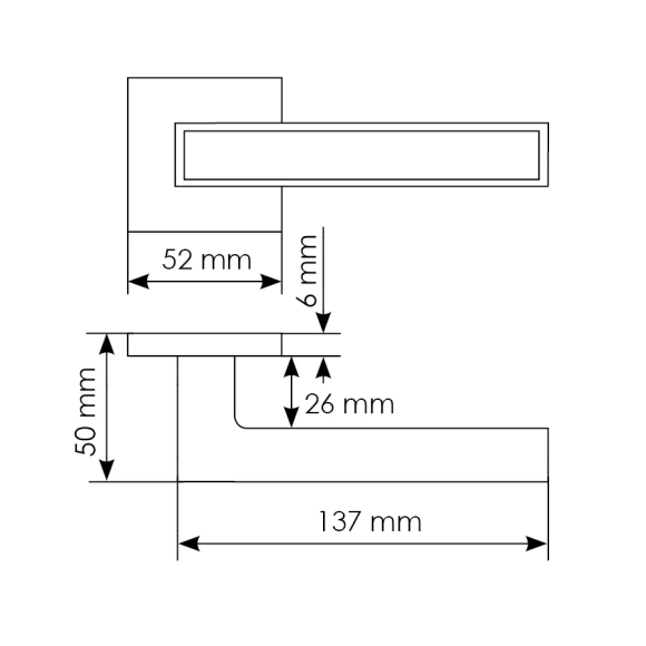 Ручка дверная на квадратной розетке Morelli Sulla MH-48-S6 W (9012695)