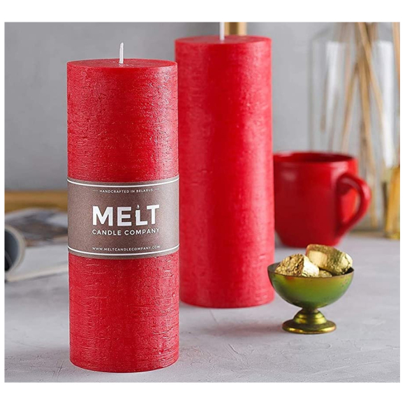 Свеча-столбик Melt декоративная (15x7,5 см) красная