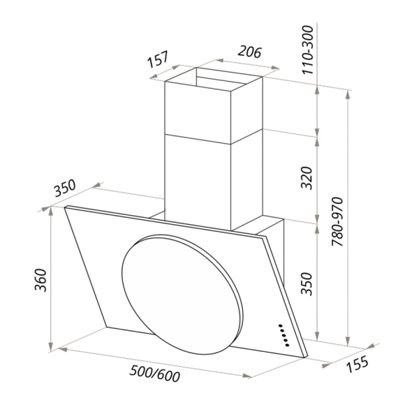 Вытяжка MAUNFELD TOWER L (PUSH) 50 Белый/Белое стекло