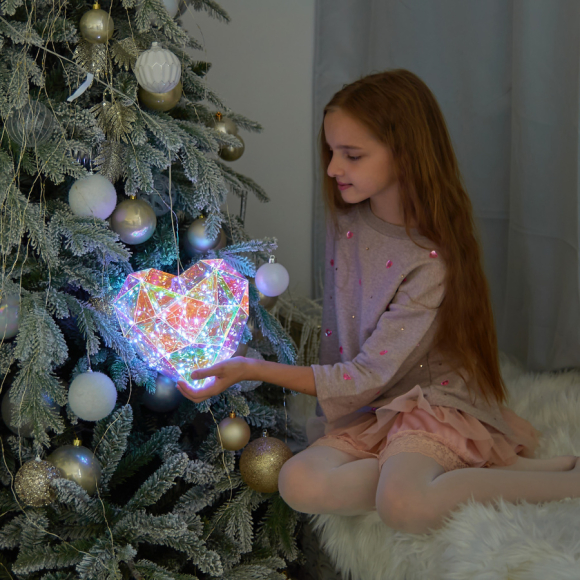 Светильник декоративный Uniel Сердце на батарейках 3AA (не в/к). 100 светодиодов. Белый свет. Цвет корпуса радужный. ULD-R511 3АА HEART