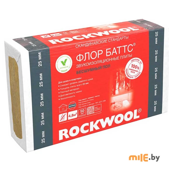 Каменная вата Каменная вата ROCKWOOL Флор Баттс 1000x600x25