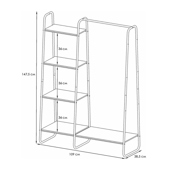 Стеллаж ЗМИ Скандинавия 1 чёрный 147x110 см