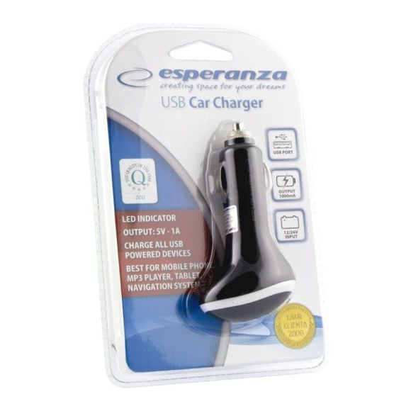 Автомобильное зарядное устройство ESPERANZA USB CAR CHARGER EZ105