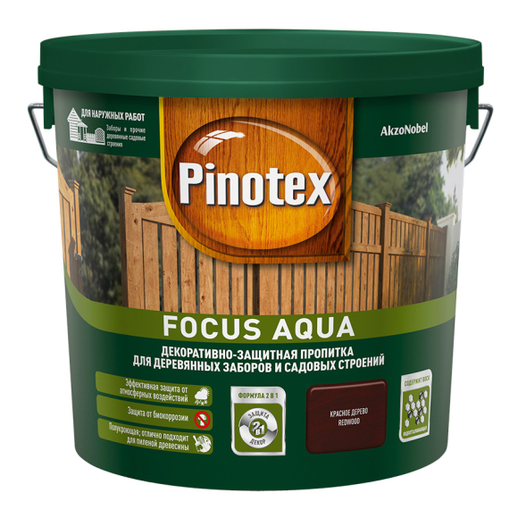 Пропитка для дерева Pinotex Focus Aqua 5 л (красное дерево)