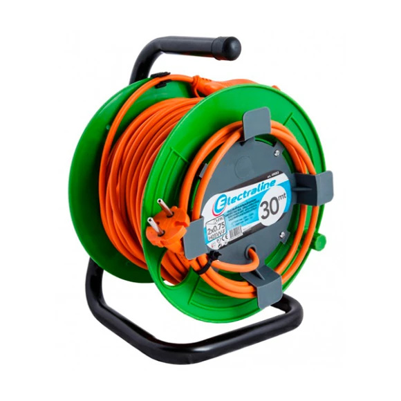 Удлинитель Electraline на катушке 49053 1Р кабель ПВС 2x0,75 30м без защиты от детей и от перегрузки