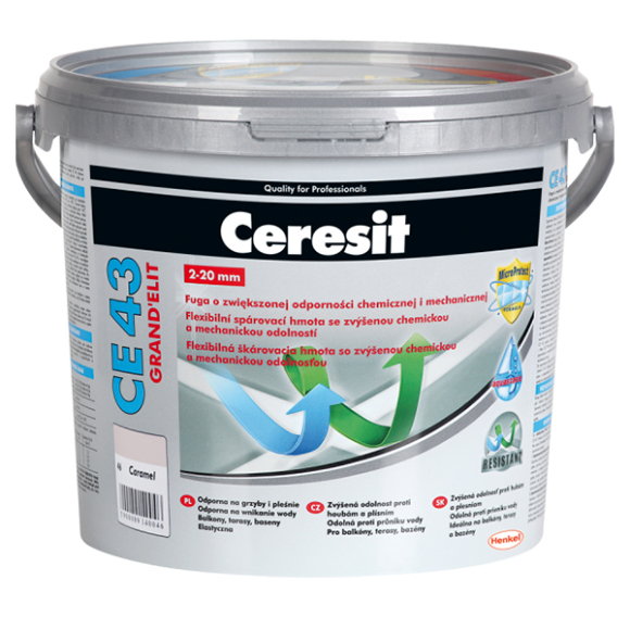 Фуга Ceresit CE 43 GrandElit графит №16 водоотталкивающая универсальная 5 кг