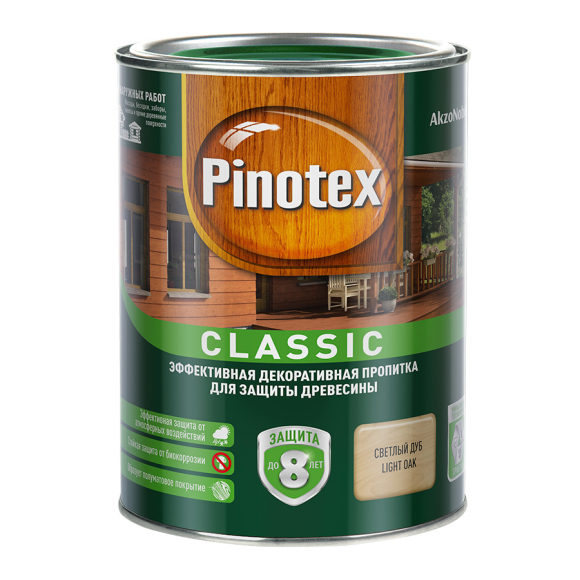 Пропитка для дерева Pinotex Classic полуматовая 1 л (дуб)