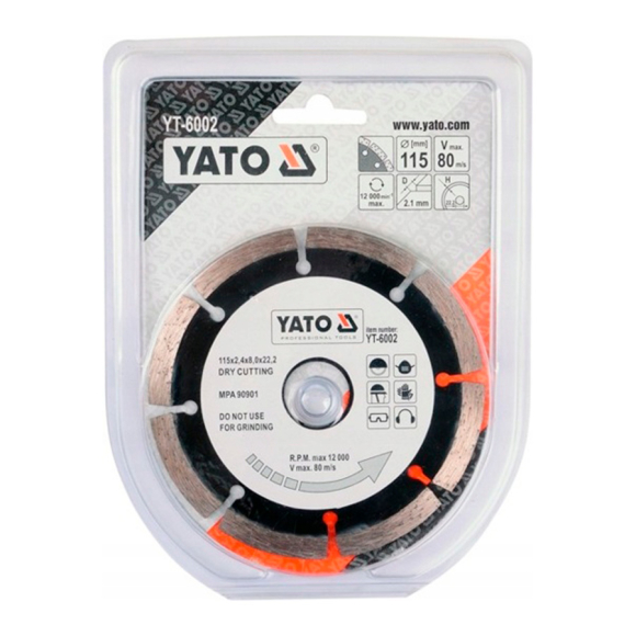 Круг алмазный Yato (YT-6002) 115x22,2x2,1x8 мм
