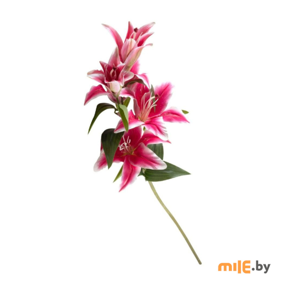 Искусственное растение Лилия ветвь белая с розовым 90 см