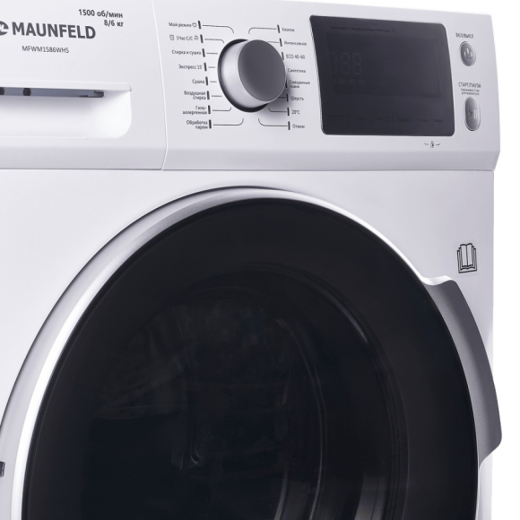 Стиральная машина c сушкой инвертором и паром?MAUNFELD MFWM1586WHS