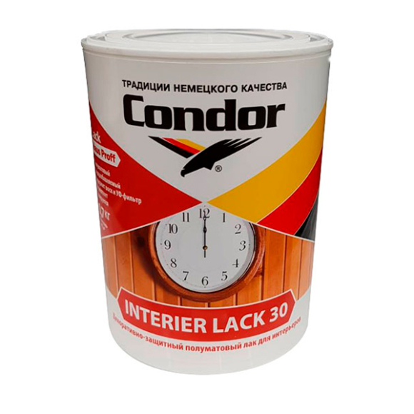 Лак Condor Interier Lack-30 полуматовый 0,9 л (прозрачный)