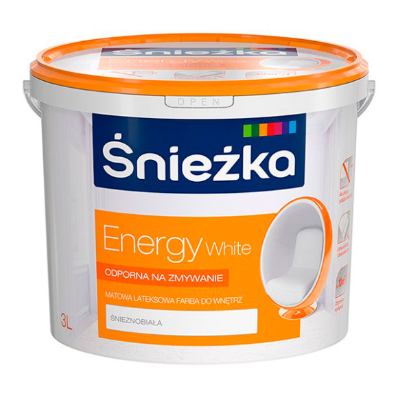 Краска латексная Sniezka Energy White матовая 3 л (белый)