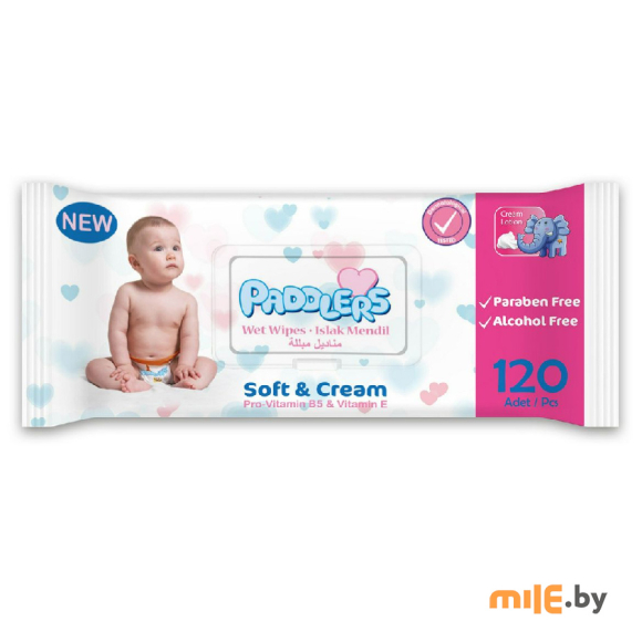 Влажные салфетки детские Paddlers Soft and Cream 120 шт.